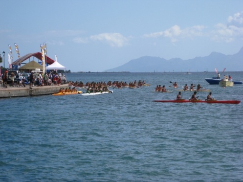 Canoe races in Papeete were right behind Persephone