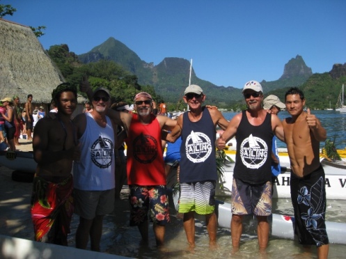 Adam and John join Mike and Brian on the “4 Lei Men” canoe racing team