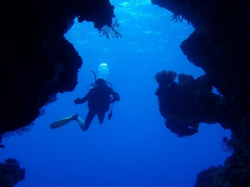 Cave entrance; Diving Namena