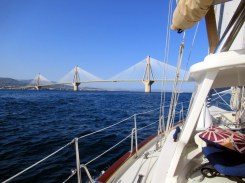 Rion Bridge leaving the Gulf of Corinth